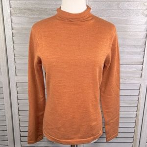 BROOKS BROTHERS 346 Merino Wool Blend Turtleneck Sweater Pumpkin-Medium